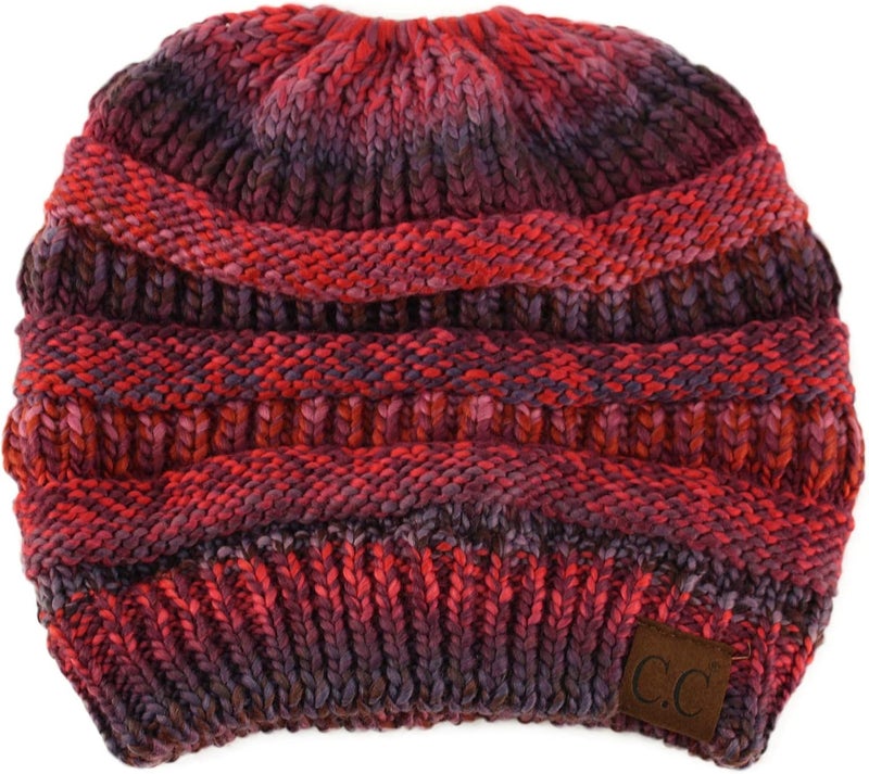 Cc Exclusives Soft Stretch Cable Knit Messy Bun Ponytail Beanie Winter Hat for Women (MB-20A) - Image 3
