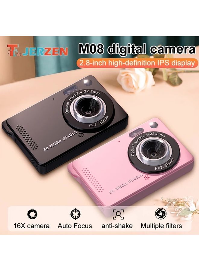 Pink Digital Camera 44MP FHD 1080P 16X Zoom Portable Compact with 32GB TF Card Webcam - Image 2