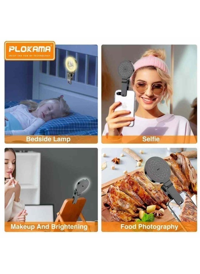 PLOKAMA U20 LED Ring Flash Selfie Mirror Clip | Portable Rechargeable Clip-On Light with Built-In Mirror for Perfect Selfies, Video Calls, Makeup & Photography | Adjustable Brightness & Compact Design - Image 2
