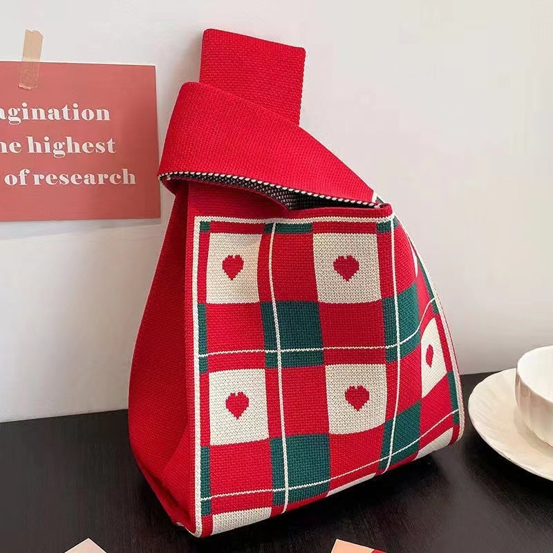 New Chinese Wedding Bag Red National Fashion Knitted Handbag Wedding Ceremony Accompanying Gift Bag Large Capacity Portable Woven Bag - Image 1