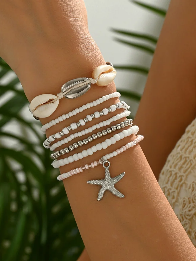 Styli Styli Women Beaded Bracelet Stack with Starfish Charm