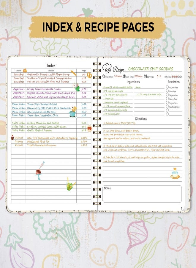 SKYDUE Blank Recipe Book to Write In Your Own Recipes, 8.5" x 11" Hardcover Recipe Journal with 140 Pages and Category Tabs - Image 3