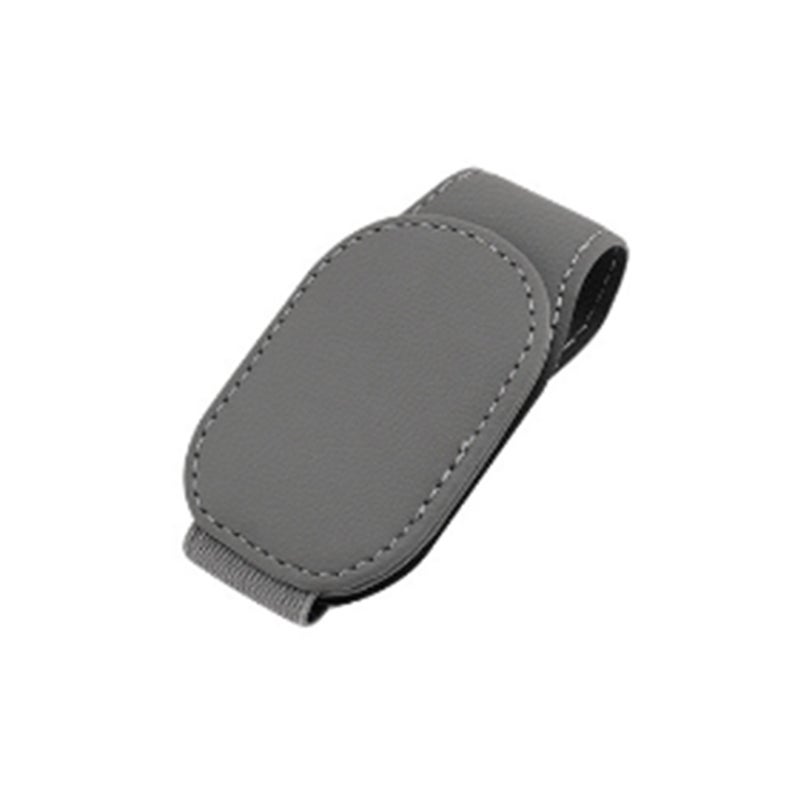 Magnetic Sunglass Holder: Grey PU Leather, Durable Scratch-resistant, High Elastic Secure Installation - Multi-purpose Storage Space for Car Driving - Image 1