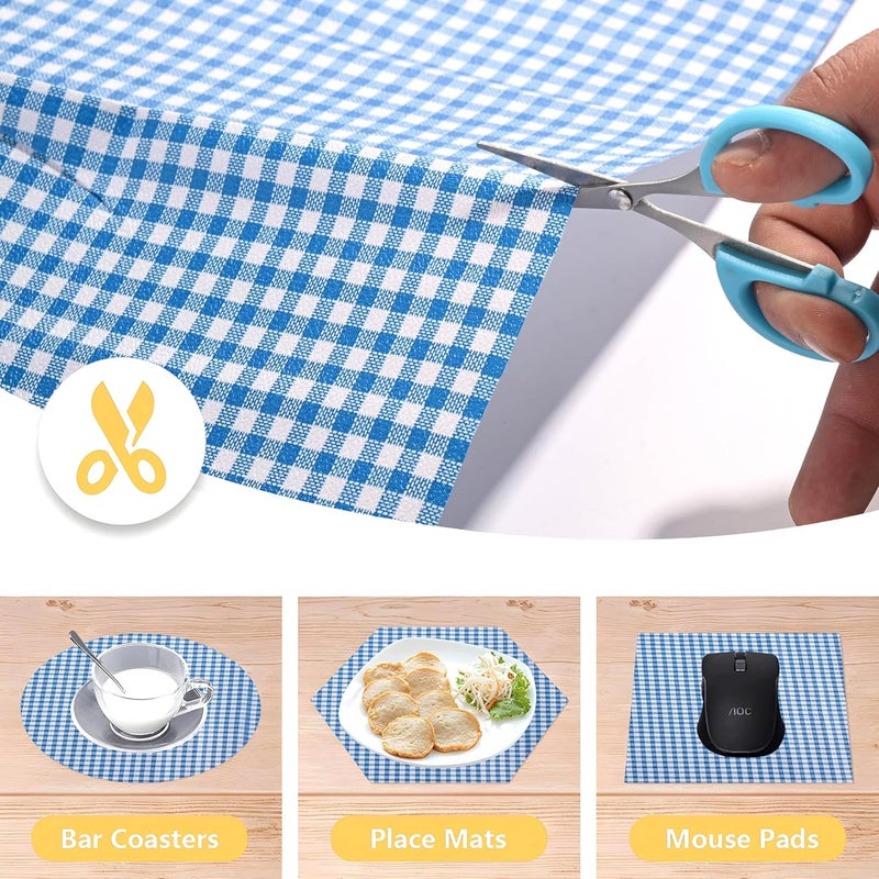 Kuber Industries Checkered Design PVC Wardrobe Kitchen Drawer Cupboard Cabinet Shelf Mat Shelf Liner 10 Mtr Blue Polyvinyl Chloride - Image 5