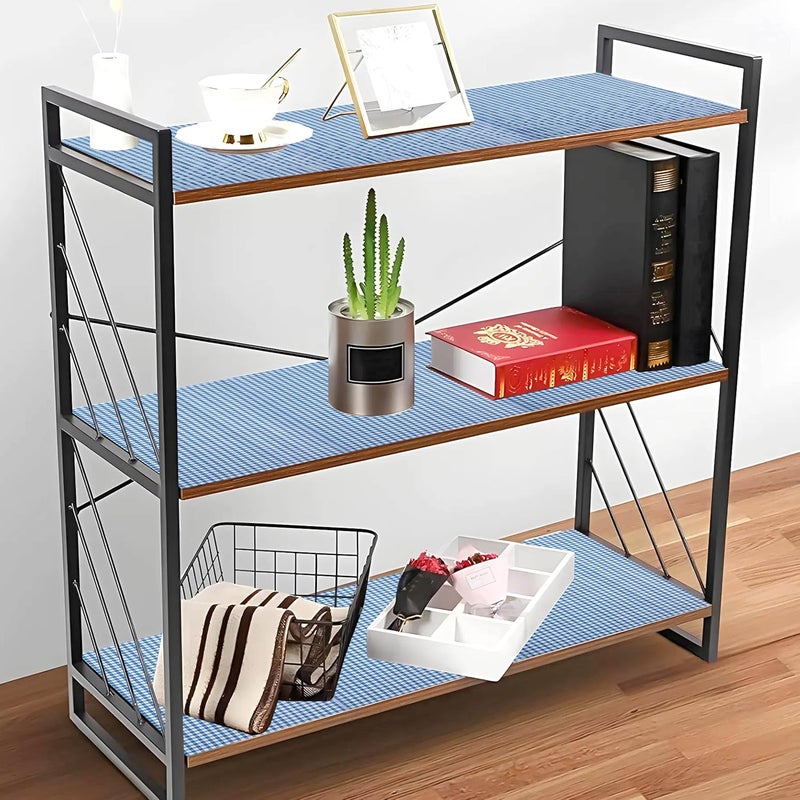 Kuber Industries Checkered Design PVC Wardrobe Kitchen Drawer Cupboard Cabinet Shelf Mat Shelf Liner 10 Mtr Blue Polyvinyl Chloride - Image 4