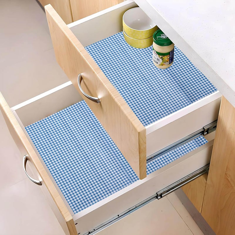 Kuber Industries Checkered Design PVC Wardrobe Kitchen Drawer Cupboard Cabinet Shelf Mat Shelf Liner 10 Mtr Blue Polyvinyl Chloride - Image 2