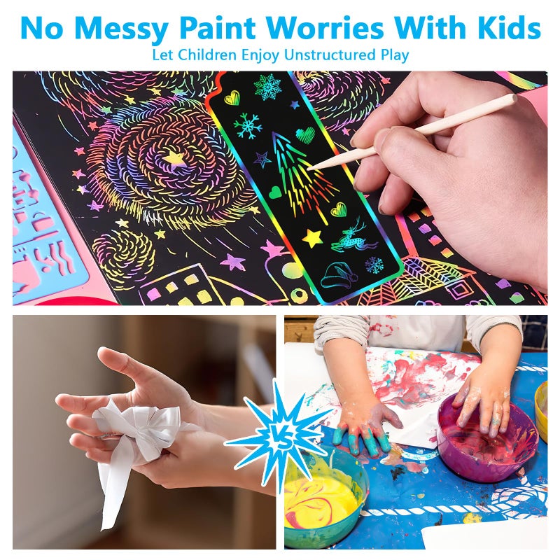 PEASUG Scratch Art, 40 Sets 5 Styles Scratch Art for Kids, Rainbow Scratch Paper Art Sets, Magic Black Scratch Off Paper Eid Bookmarks Gifts for Kids, DIY Art Craft Party Favors Easter Crafts - Image 4