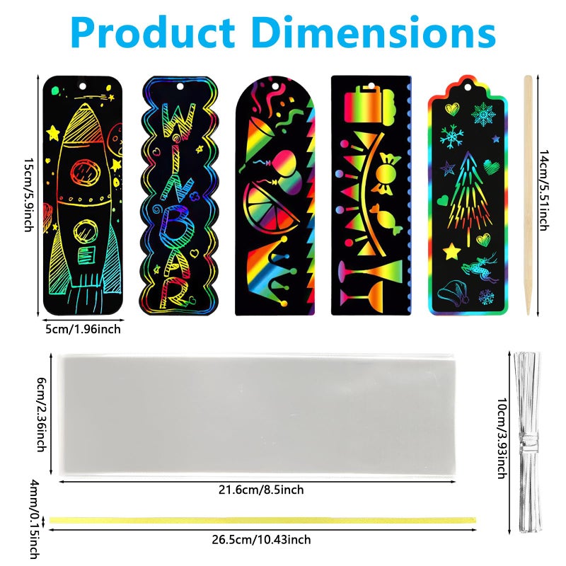 PEASUG Scratch Art, 40 Sets 5 Styles Scratch Art for Kids, Rainbow Scratch Paper Art Sets, Magic Black Scratch Off Paper Eid Bookmarks Gifts for Kids, DIY Art Craft Party Favors Easter Crafts - Image 2