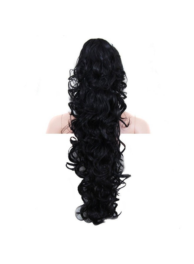 KUKI SHOP Kuki 31" Ponytail Hair Extension Long Curly Hair Clip In Claw Jaw Synthetic Hair Extension Hair Piece 1B - Image 2
