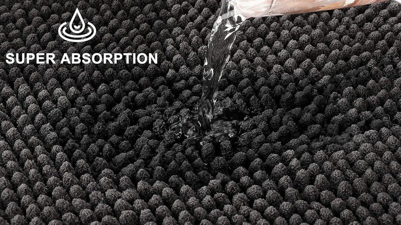 FLUFFY Bath Mat for round Showers, made of Chenille, with Non-Slip Bottom (Small Curve | Shower Radius 55 cm, Anthracite) - Image 5