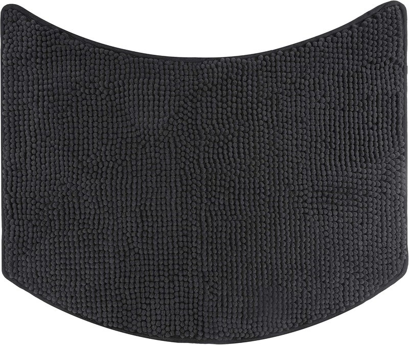 FLUFFY Bath Mat for round Showers, made of Chenille, with Non-Slip Bottom (Small Curve | Shower Radius 55 cm, Anthracite) - Image 1