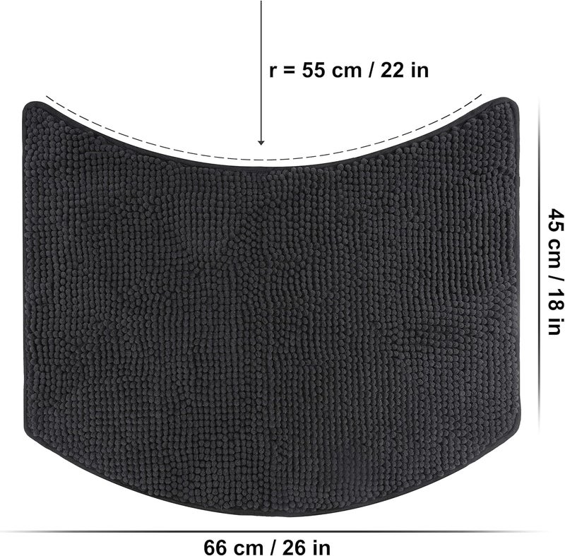 FLUFFY Bath Mat for round Showers, made of Chenille, with Non-Slip Bottom (Small Curve | Shower Radius 55 cm, Anthracite) - Image 3