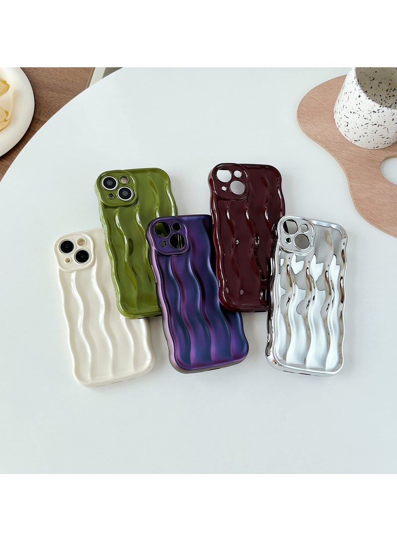 erorex - Water Ripple Pattern Curly Wave Frame Soft Compatible With Iphone Case Silver Iphone 13 Pro Max - Image 1