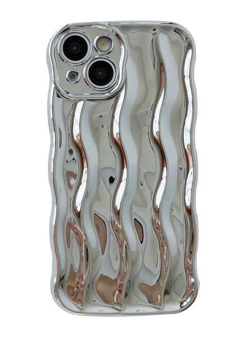Water Ripple Pattern Curly Wave Frame Soft Compatible With Iphone Case Silver Iphone 13 Pro Max