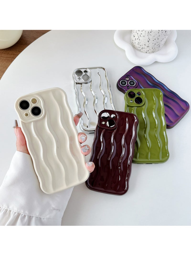 erorex - Water Ripple Pattern Curly Wave Frame Soft Compatible With Iphone Case Silver Iphone 13 Pro Max - Image 1