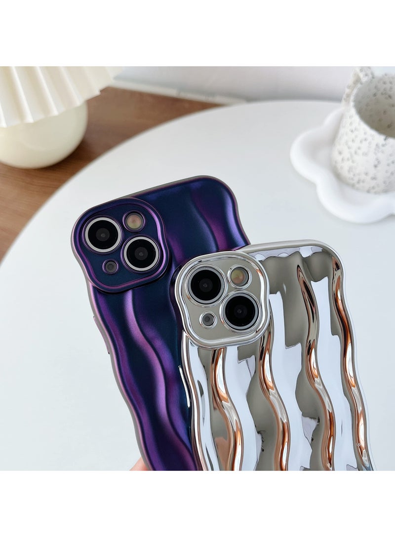 erorex - Water Ripple Pattern Curly Wave Frame Soft Compatible With Iphone Case Silver Iphone 13 Pro Max - Image 1