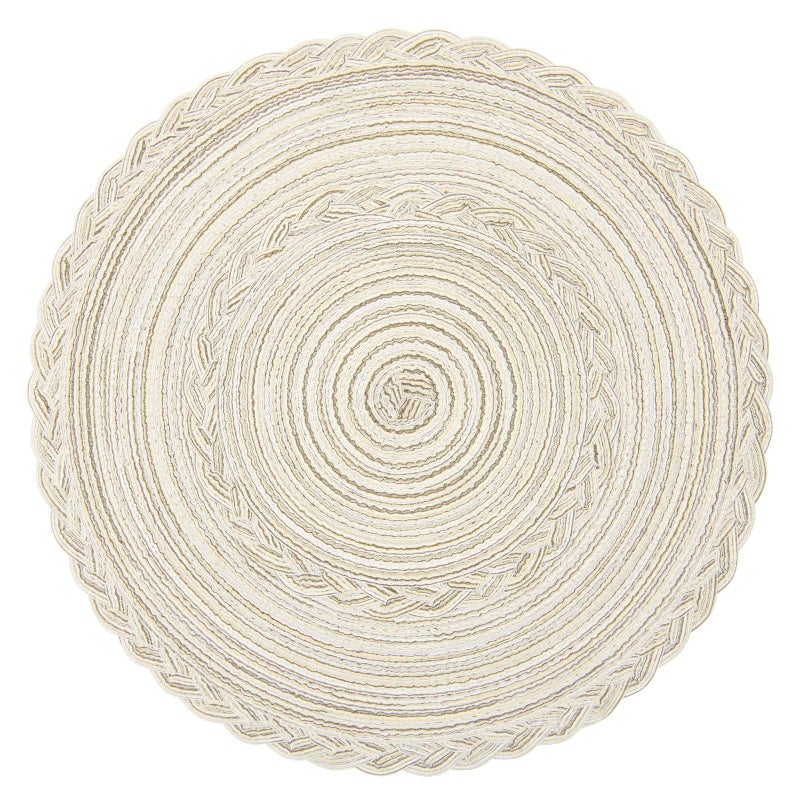 SHACOS Boho Round Placemats Set of 8 Braided Border Round Place Mats 15 inch Washable Dining Table Mats for Home Wedding Holiday Party (Ivory Bordered, 8) - Image 2