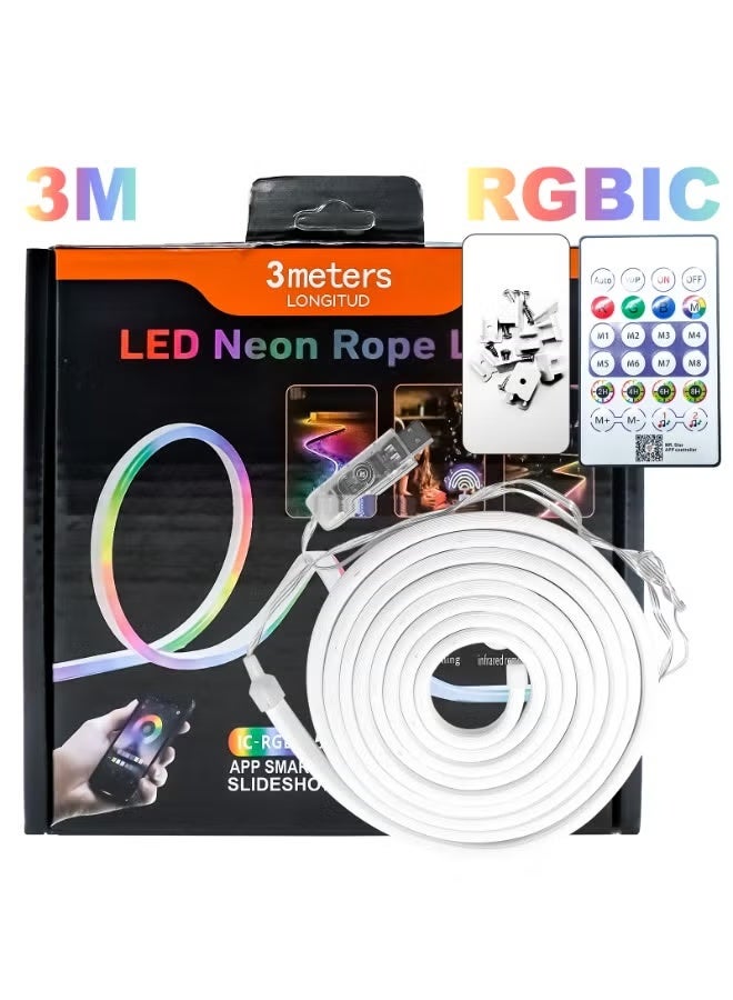 TIGER 3M RGB IC LED Neon Rope Light, Smart App & Remote Control, Music Reactive Multicolor LED Strip, Custom Colors, Flexible Decorative Lighting for Home, Gaming, Parties & Events - Image 2
