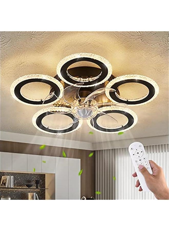 Arabest 20 Geometric Ceiling Fan with Remote Control, Light, 6 Speeds, 3 Color Options, Low Profile for Kitchen, Bedroom, Living Room  - Image 1