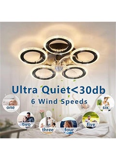Arabest 20 Geometric Ceiling Fan with Remote Control, Light, 6 Speeds, 3 Color Options, Low Profile for Kitchen, Bedroom, Living Room  - Image 4