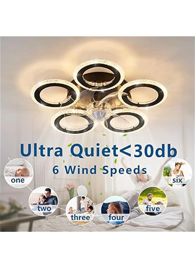 Arabest 20 Geometric Ceiling Fan with Remote Control, Light, 6 Speeds, 3 Color Options, Low Profile for Kitchen, Bedroom, Living Room  - Image 4