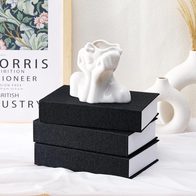 3 Pcs Neutral Linen Book Box Decorative Faux Book Props Storage for Modern Farmhouse Home Decor Bookshelf Table Card Photo DIY Keepsake(8.6 x 6.1 x 1.8 Inch,Black) - Image 4