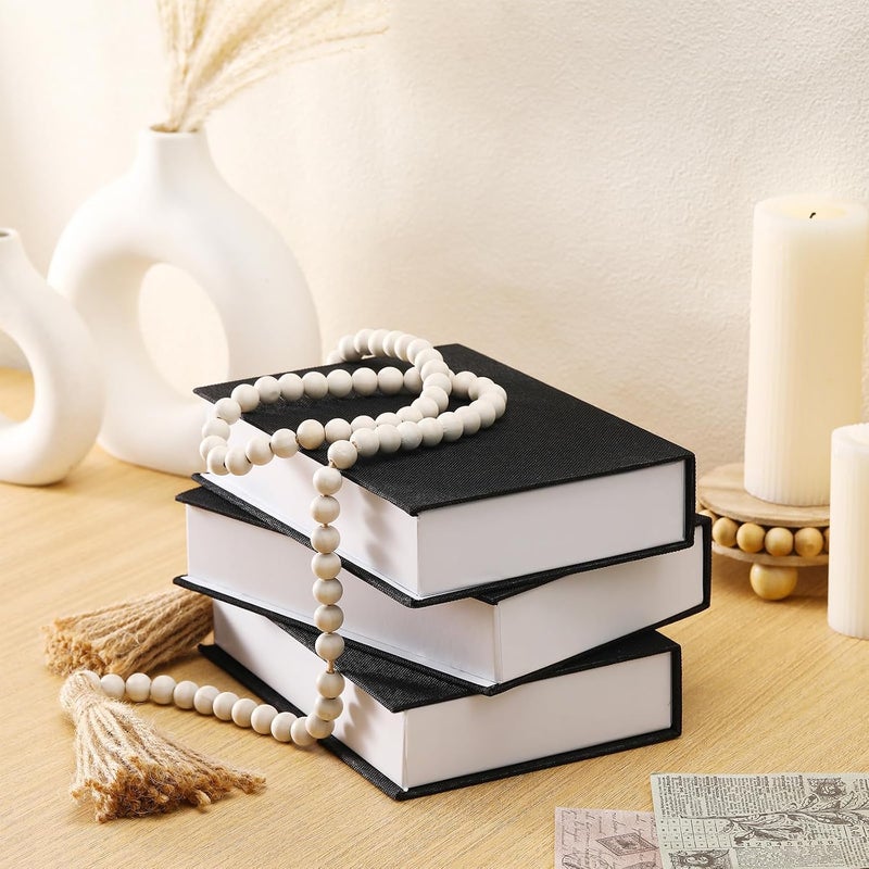 3 Pcs Neutral Linen Book Box Decorative Faux Book Props Storage for Modern Farmhouse Home Decor Bookshelf Table Card Photo DIY Keepsake(8.6 x 6.1 x 1.8 Inch,Black) - Image 5