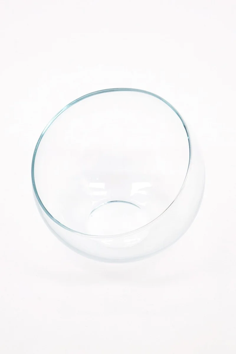 موي موتشو مزهرية زجاجية أسطوانية مائلة  سم عرض × . سم ارتفاع، شفافة