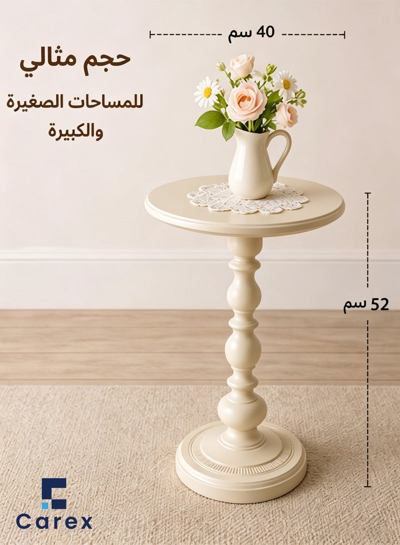 careX White Round Side Table Elegant Classic Design, Stable Base, Versatile for Living Room, Bedroom & Balcony - Image 5