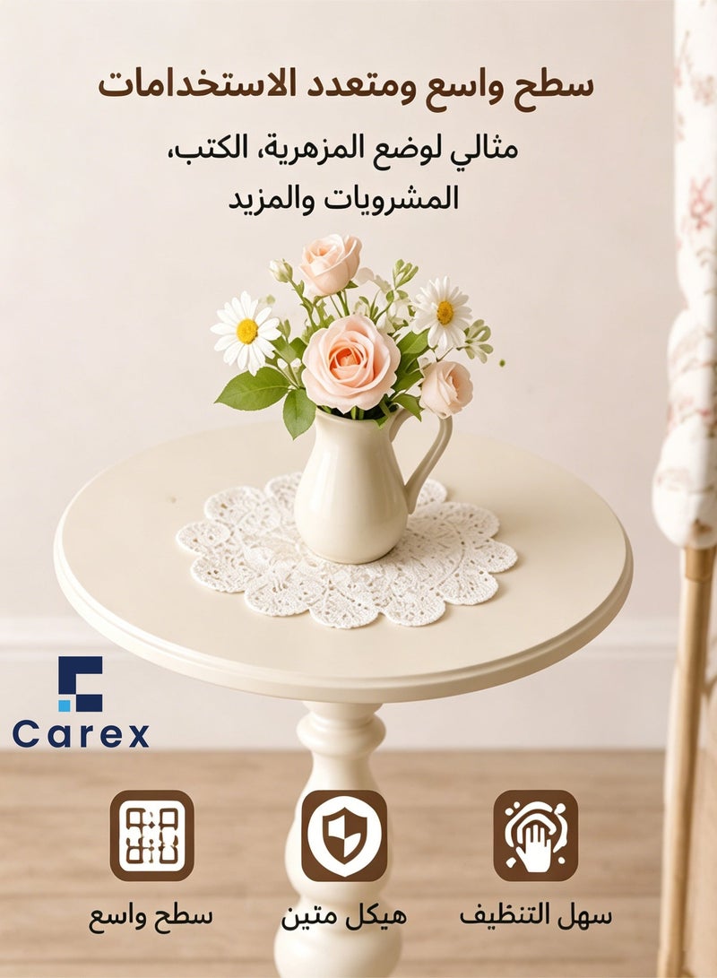 careX White Round Side Table Elegant Classic Design, Stable Base, Versatile for Living Room, Bedroom & Balcony - Image 4