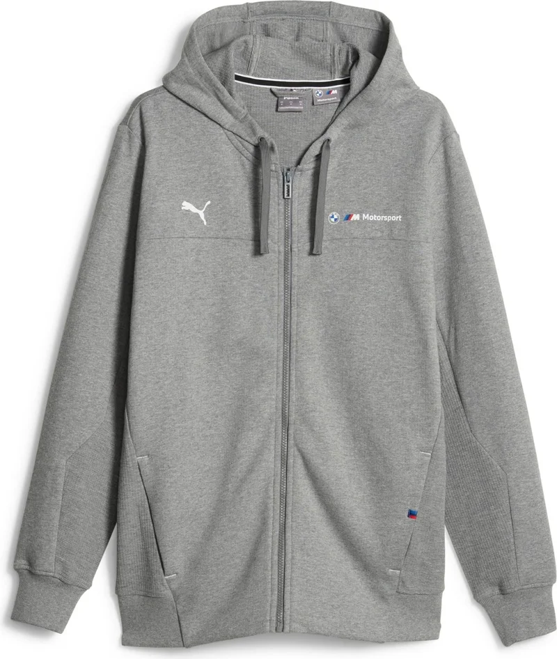 PUMA Men's Medium Gray Heather Bmw Mms HDD Sweat Jacket Gray Men's Zippered Sweatshirt