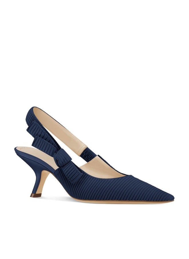 Coutgo Womens Slingback Kitten Heels Closed Pointed Toe Bowknot Knitted Slip On Work Pumps Dress Shoes, Navy, Size 8 - Image 1