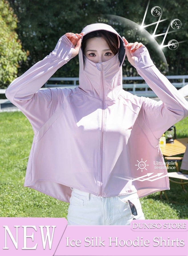 DUNISO Lightweight Sun Protection Clothing For Women, UPF 50+ Long Sleeve Sun Protection Hoodie Shirt, Long Sleeve Ice Silk Hoodie Shirts  for Outdoor Climbing Hiking - Image 1