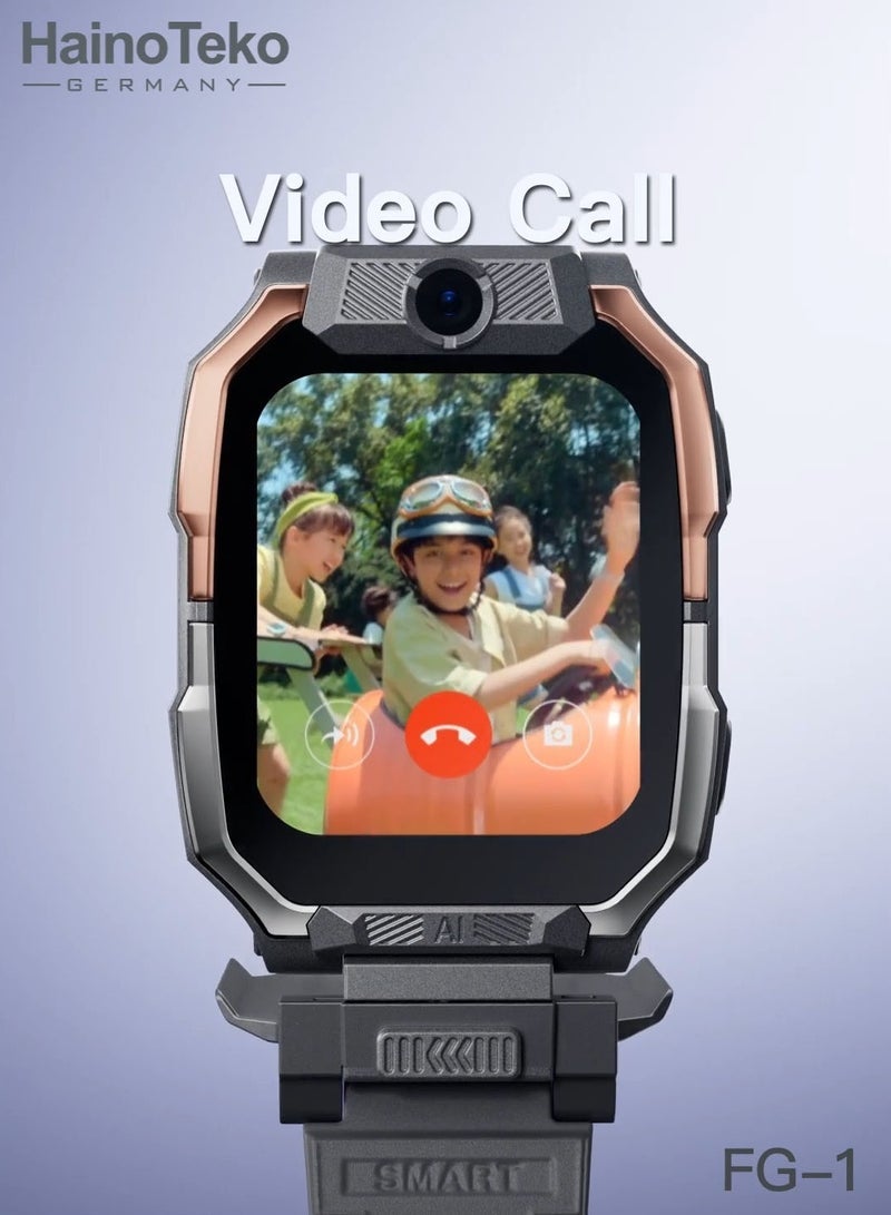 Haino Teko FG-1 Kids’ 5G Smart Watch with SIM Card Support – Dual Front  Back Cameras – Real-Time GPS Tracking, Voice  Video Calling – Durable Black Design with Interactive Learning  Safety Features – Perfect for Kids’ Communication and Entertainment - Image 2
