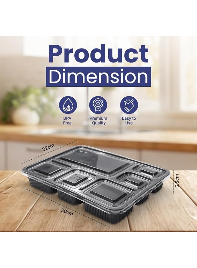 Lynacz Original 12 Pieces Disposable Microwave Container Rectangular - 6 Compartment (Pack of 2) - Image 2