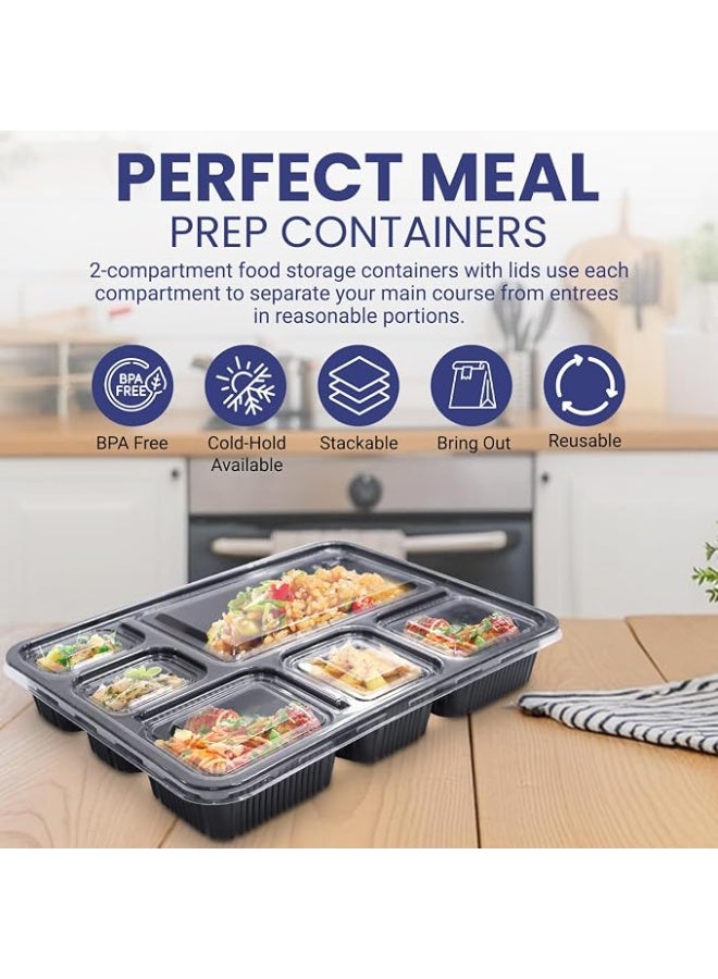 Lynacz Original 12 Pieces Disposable Microwave Container Rectangular - 6 Compartment (Pack of 2) - Image 3