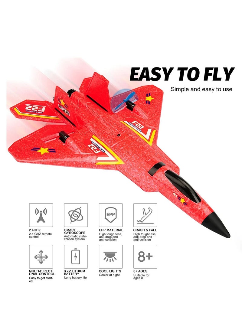F22 2.4G Remote Control RC Plane 2CH 3-Axis Gyro Airplane Glider LED Fighter Toy - Image 2