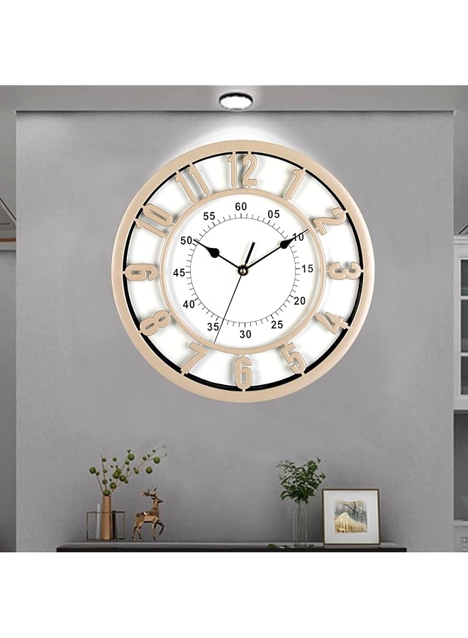 Wall Clock,31cm Silent Non Ticking Clock,Easy to Read,Suitable for Home,Office,Classroom,School,Battery Powered,Energy Saving(Beige)