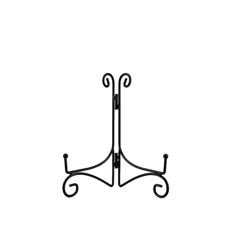 SVENJBB Black Iron Plate Stand, 6 Inch Plate Holder for Display, Small Metal Plate Display Stands for Cookbook, Picture Frame, Photo, Decorative Plates (6 Inch, 1 Pack) - Image 1