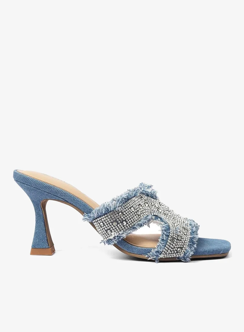 كابلي صندل كعب من الدنيم للموضة المريحة