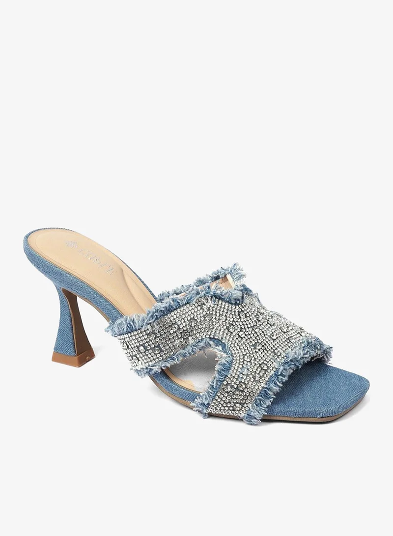 Cuple Comfort Heeled Denim Sandals