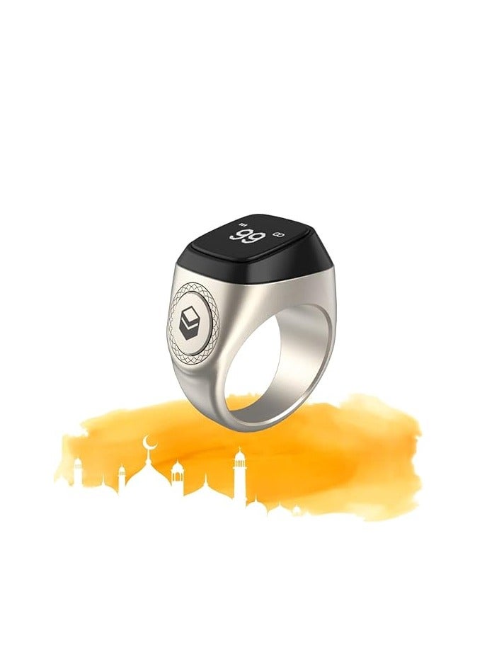 iQIBLA Smart Tasbih Zikr Metal Ring 22MM Bright Silver - Image 1