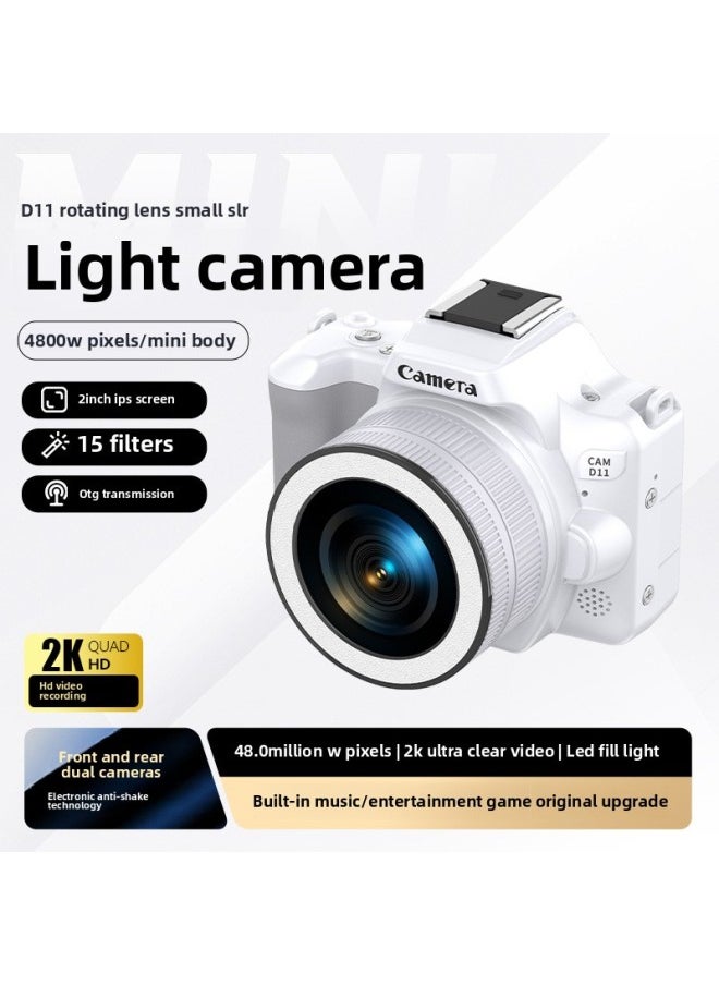 Generic D11 HD 48 Million Mini SLR Digital Camera Dual-camera Beauty Light Self-timer Recording CCD Camera-Body Color:128g Memory Card + Card Reader  - Image 2