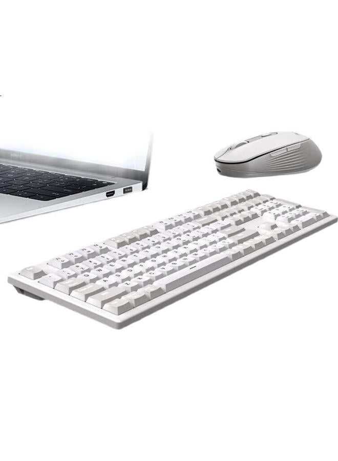 Ausdom Kam200X Light Sound 2.4G Wireless Keyboard Mouse Combo Scissor Foot Key Touch Mechanical Rebound Multiple Shortcut Keys 3 Gears Dpi Multi-System Universal Moonlight White - Image 3