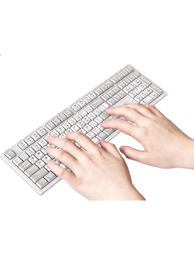 Ausdom Kam200X Light Sound 2.4G Wireless Keyboard Mouse Combo Scissor Foot Key Touch Mechanical Rebound Multiple Shortcut Keys 3 Gears Dpi Multi-System Universal Moonlight White - Image 2