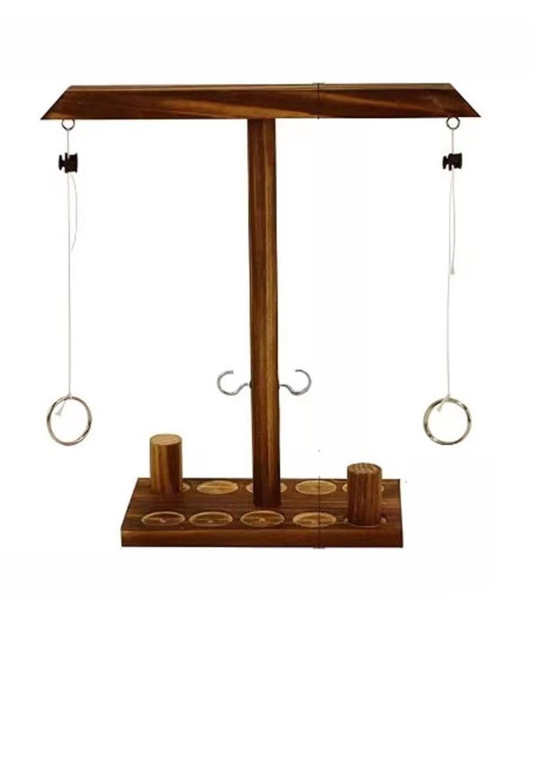 Ring Toss Game Hooks, Wooden Ring Toss Game, Outdoor Indoor Handmade Wooden Hook and Ring Fast-paced Interactive Game, Suitable for Children Adult Party Home Game - Image 1