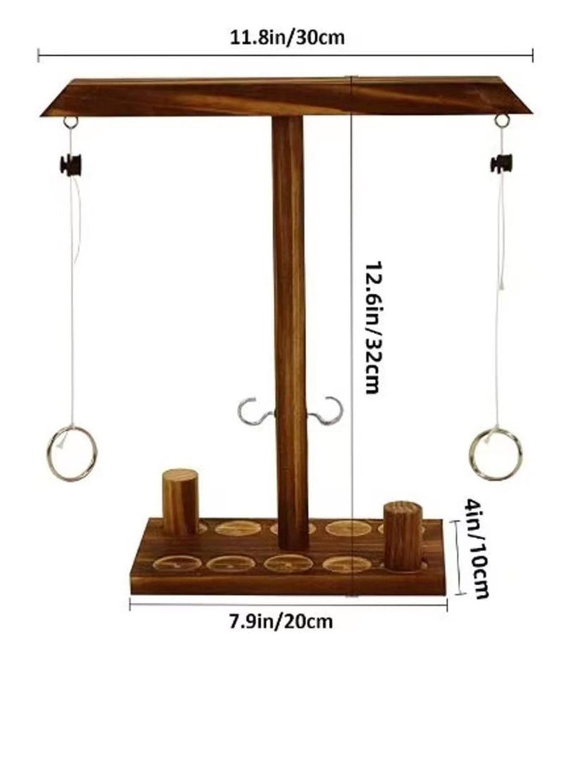 Ring Toss Game Hooks, Wooden Ring Toss Game, Outdoor Indoor Handmade Wooden Hook and Ring Fast-paced Interactive Game, Suitable for Children Adult Party Home Game - Image 2
