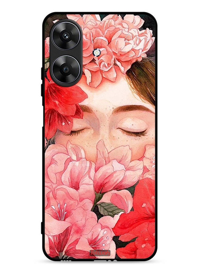Tolwak Realme Note 60 4G Protective Case Cover Girl Face Hide In Flowers Art - Image 1