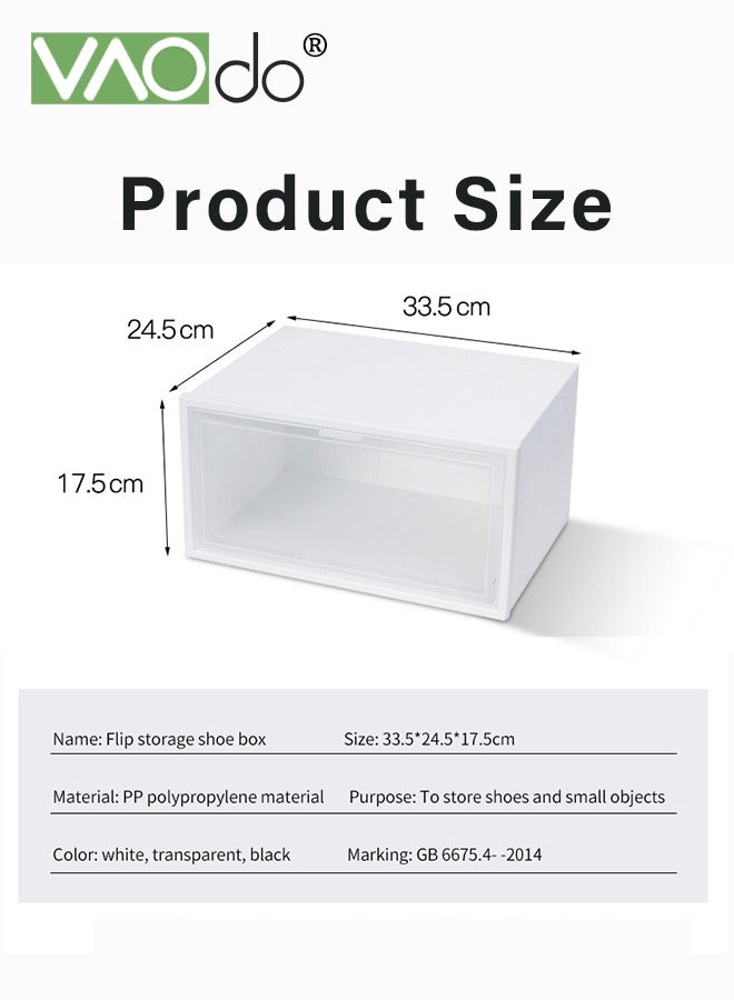 VAOdo 6PCS Shoe Organizer Storage Boxes with Flip,Clear Acrylic Stackable and Portable Sneaker Display Box Modular Space Saving Shoe Container Easy to Assembly  - Image 2