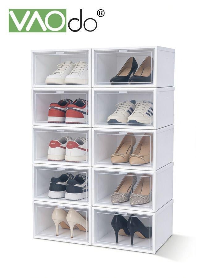 VAOdo 6PCS Shoe Organizer Storage Boxes with Dustproof Cover, Clear Acrylic Stackable and Portable Display Box for Storage, Clamshell type, Large Capacity Shoe Organizer, Easy to Assembly - Image 1